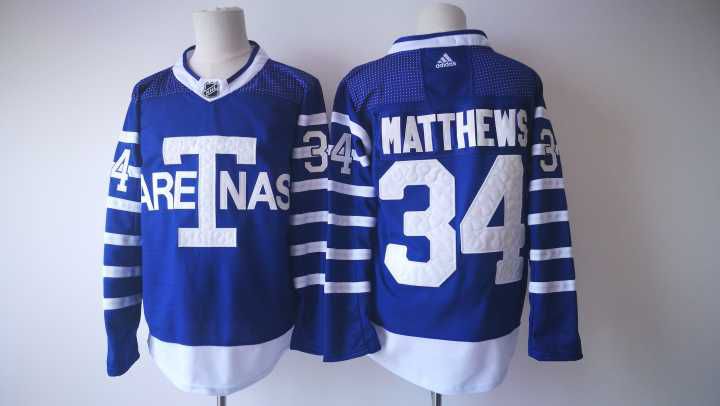 Men 2017 NHL Toronto Maple Leafs #34 Matthews Adidas blue jersey->toronto maple leafs->NHL Jersey